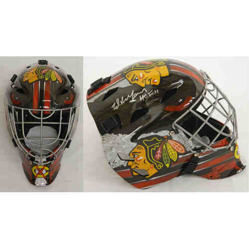 Ed Belfour Signed Chicago Blackhawks Replica Hockey Goalie Mask w/HOF 11