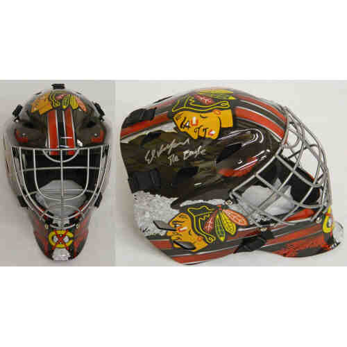 Ed Belfour Signed Chicago Blackhawks Replica Hockey Goalie Mask w/The Eagle