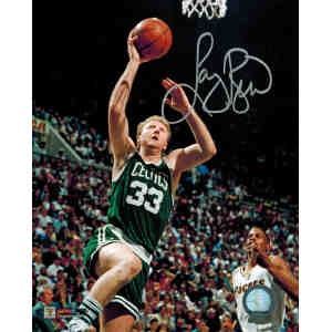 Larry Bird Signed Celtics Action Lay-Up 8x10 Photo