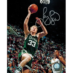 Larry Bird Signed Celtics Action Lay-Up 8x10 Photo