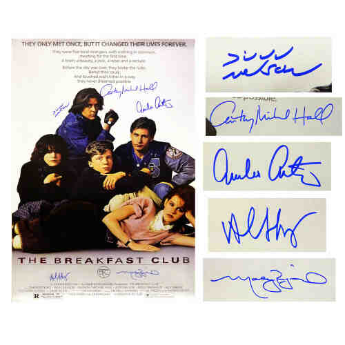 The Breakfast Club Cast Signed The Breakfast Club 24x36 Movie Poster (Estevez, Ringwald, Nelson, Hall, Sheedy)