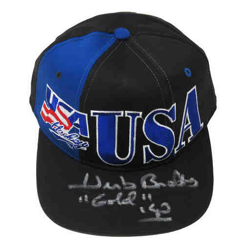 Herb Brooks Signed USA Hockey Starter Hat w/Gold 80  (PSA/DNA)