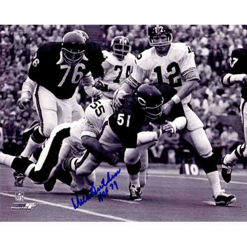 Dick Butkus Signed Chicago Bears Fumble Recovery vs Steelers B&W 8x10 Photo w/HOF 79