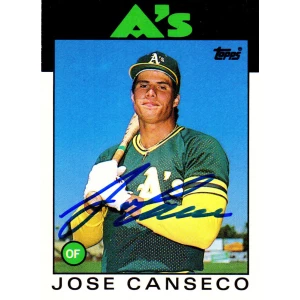 Jose Canseco Signed Oakland A's (Athletics) 1986 Topps Rookie Card #20T
