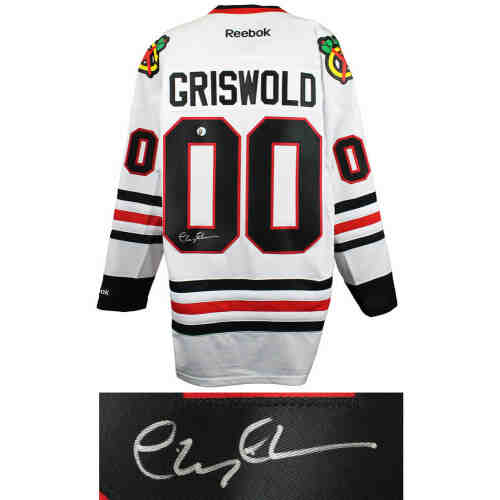 Chevy Chase Signed Christmas Vacation Chicago Blackhawks White Reebok Premier Hockey Griswold #00 Jersey