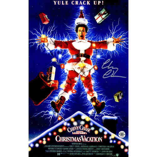 Chevy Chase Signed National Lampoon's Christmas Vacation 11x17 Movie Poster
