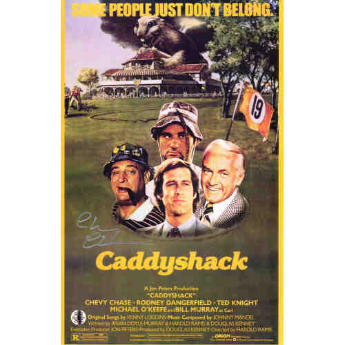 Chevy Chase Signed Caddyshack 11x17 Movie Poster (In Silver)