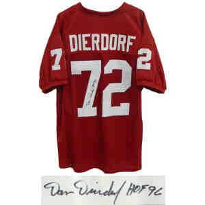 Dan Dierdorf Signed Red Throwback Custom Football Jersey w/HOF 96