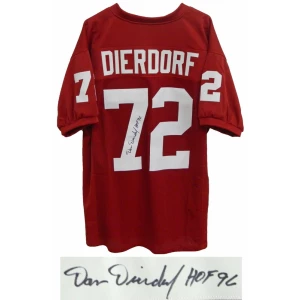 Dan Dierdorf Signed Red Throwback Custom Football Jersey w/HOF 96