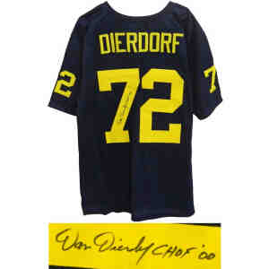 Dan Dierdorf Signed Navy Throwback Custom Football Jersey w/CHOF 00