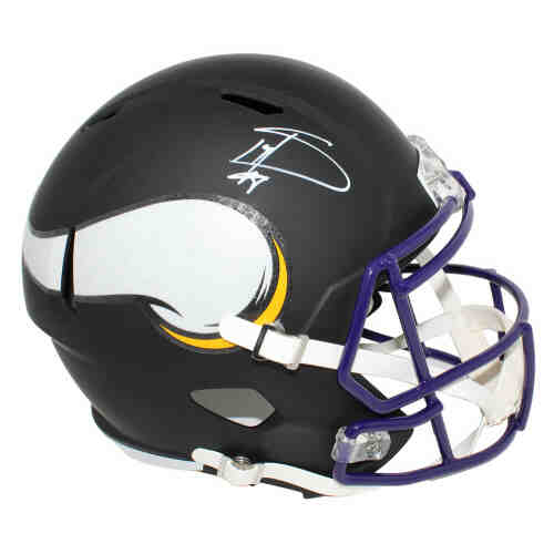 Stefon Diggs Signed Minnesota Vikings Flat Black Matte Riddell Speed Full Size Replica Helmet