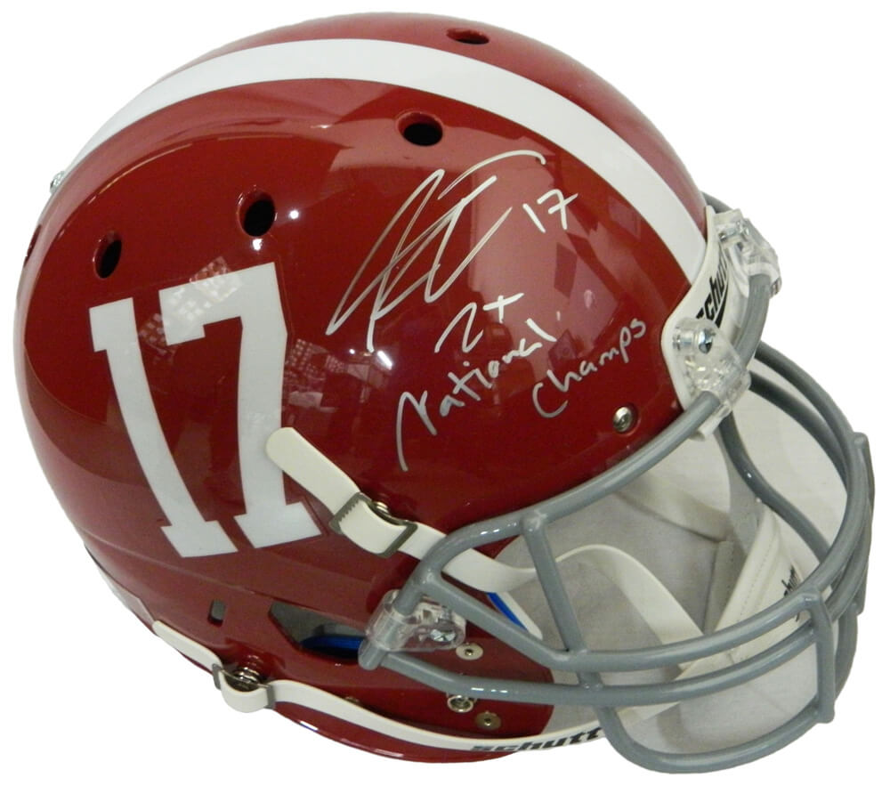 Kenyan Drake Signed Alabama Crimson Tide Schutt Full-Size Replica Helmet w/2x National Champs
