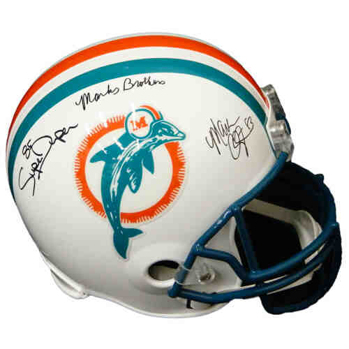 Mark Duper & Mark Clayton Signed Miami Dolphins Riddell Full Size Replica Helmet w/Marks Brothers