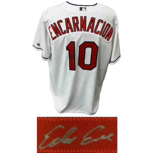 Edwin Encarnacion Signed Cleveland Indians White Majestic Replica Jersey