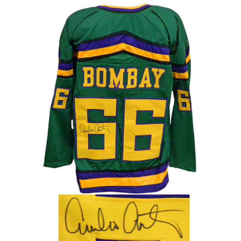 Emilio Estevez Signed Green Throwback Custom Hockey Jersey Schwartz
