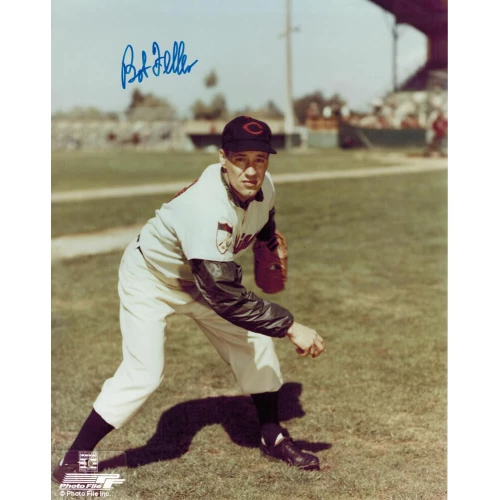 Bob Feller Signed Indians Pitching 8x10 Photo