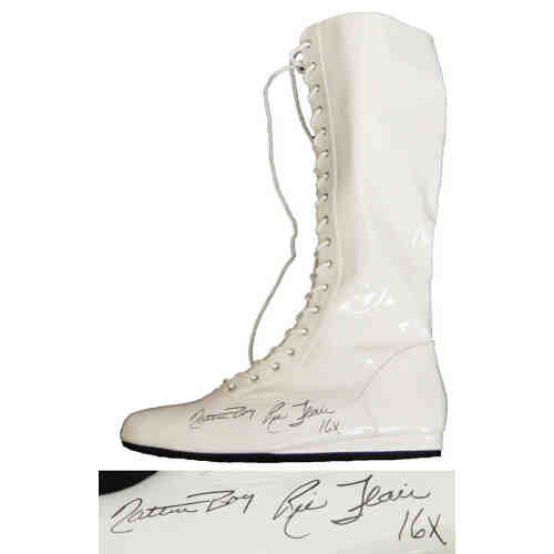 Ric Flair Signed White Wrestling Boot w/Nature Boy, 16x