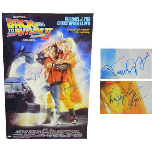 Michael J Fox & Christopher Lloyd Dual Signed Back To The Future Part II 24x36 Movie Poster