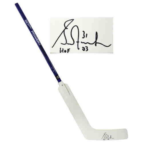 Grant Fuhr Signed Franklin Power Force Blue Handle 48 Inch Goalie Hockey Stick w/HOF'03