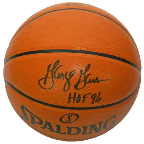 George Gervin Signed Spalding NBA Game Series Replica Basketball w/HOF'96