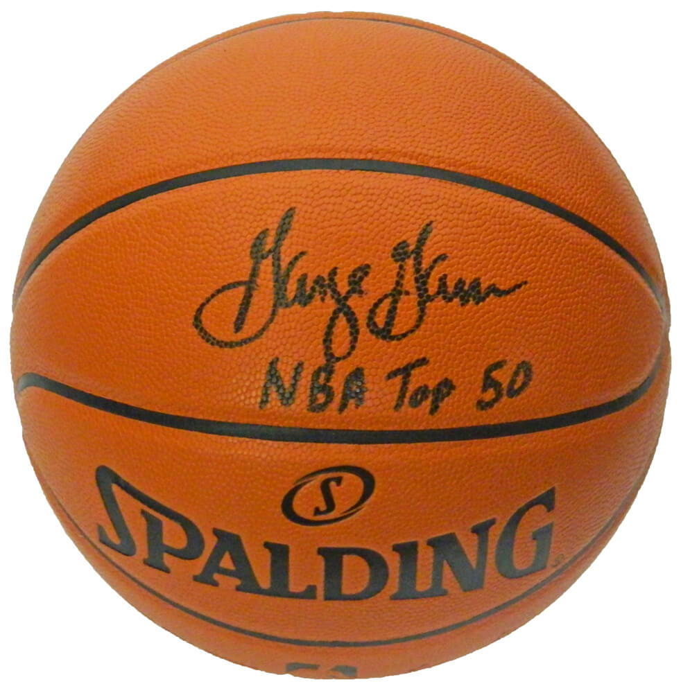 Gervin Signed Spalding NBA Game Series Replica Basketball w/NBA