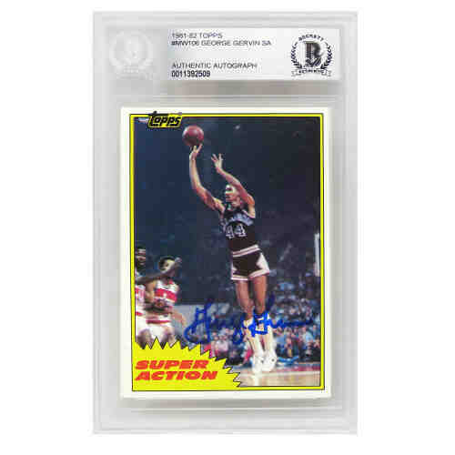 George Gervin Signed San Antonio Spurs 1981 Topps Basketball Trading Card #106 - (Beckett Encapsulated)