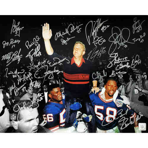 New York Giants Super Bowl XXI / XXV Team Signed Bill Parcells Carried Off Field Spotlight 16x20 Photo (29 Sigs)