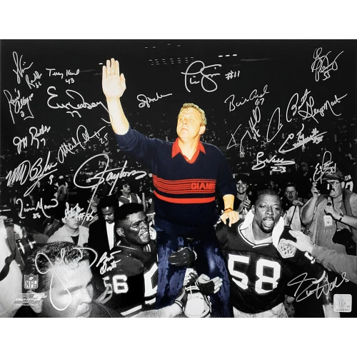 New York Giants Super Bowl XXI / XXV Team Signed Bill Parcells Carried Off Field Spotlight 16x20 Photo (23 Sigs)