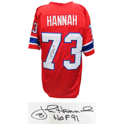 John Hannah Signed Red Throwback Custom Football Jersey w/HOF'91