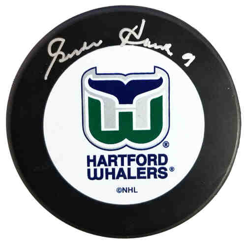 Gordie Howe Signed Hartford Whalers Logo Hockey Puck