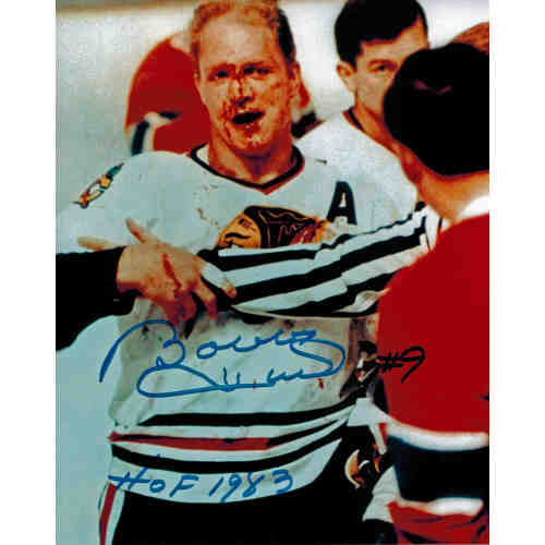 Bobby Hull Signed Blackhawks Blood 8x10 Photo w/HOF 1983