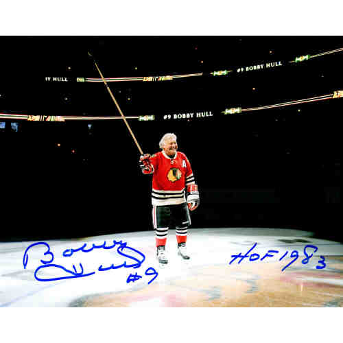 Bobby Hull Signed Blackhawks On Center Ice 8x10 Photo w/HOF 1983