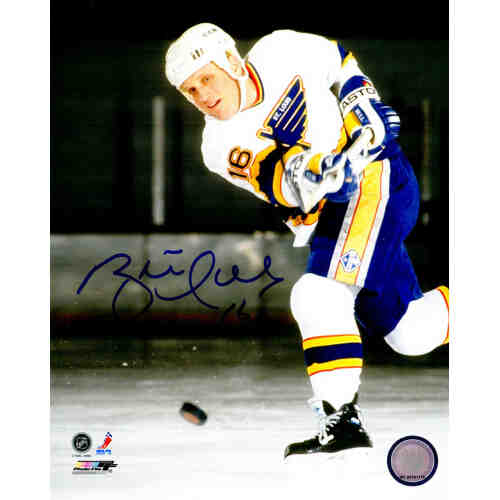 Brett Hull Signed St Louis Blues Slap Shot 8x10 Photo