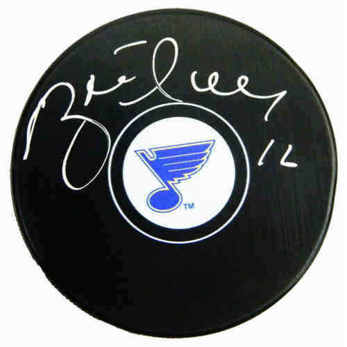 Brett Hull Signed St Louis Blues Logo Hockey Puck