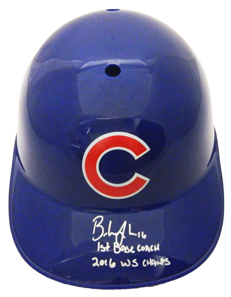 Brandon Hyde Signed Chicago Cubs Replica Batting Helmet w/2016 WS Champs, 1st Base Coach