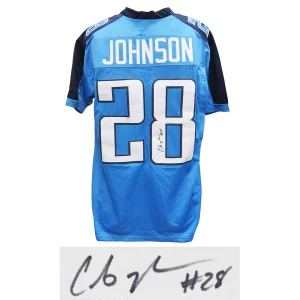 Chris Johnson Signed Blue Custom Football Jersey