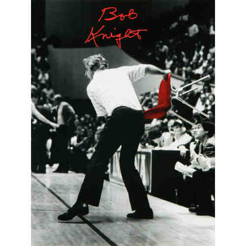 Bobby Knight Signed Indiana B&W Throwing Red Chair 16x20 Photo  (In Red)