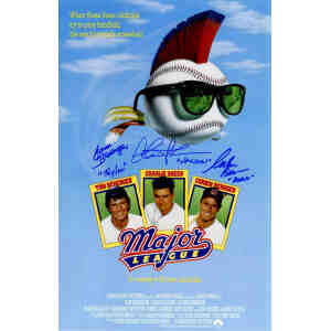 Charlie Sheen, Tom Berenger & Corbin Bernsen Cast Signed Major League 11x17 Movie Poster w/Vaughn, Taylor & Dorn