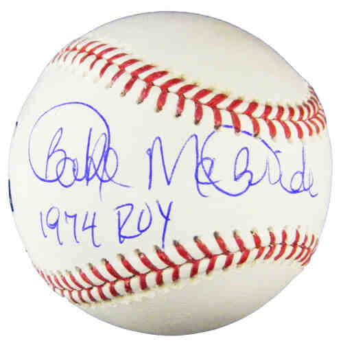 Bake McBride Signed Rawlings Official MLB Baseball w/1974 ROY