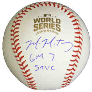 Mike Montgomery Signed Rawlings Official 2016 World Series Baseball w/Gm 7 Save