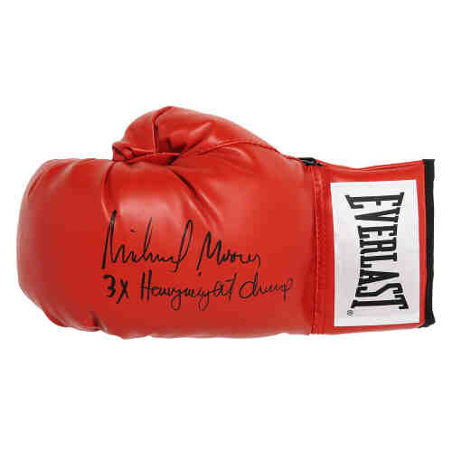 Michael Moorer Signed Everlast Red Boxing Glove w/3x Heavyweight Champ