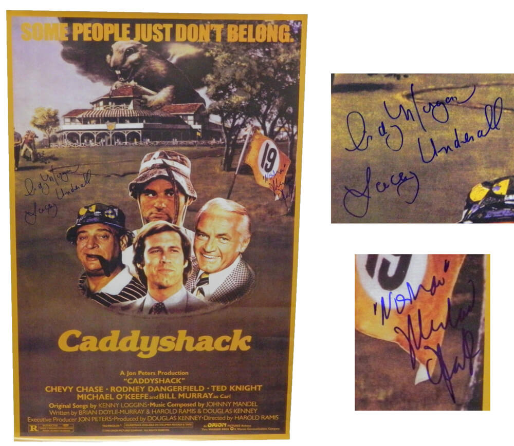 Cindy Morgan & Michael O'Keefe Dual Signed Caddyshack Full Size 24x36 Movie Poster w/Lacey Underall & Noonan