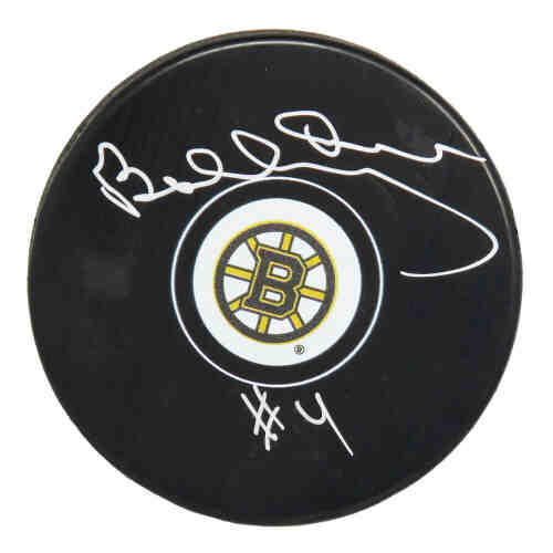 Bobby Orr Signed Boston Bruins Logo Hockey Puck (Great North)