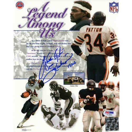 Walter Payton Signed Chicago Bears 'Legend Among Us' Collage 8x10 Photo w/Sweetness & 16,726