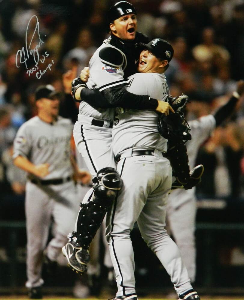 A.J. Pierzynski Signed White Sox 2005 World Sereis Celebration 16x20 Photo w/2005 WS Champs