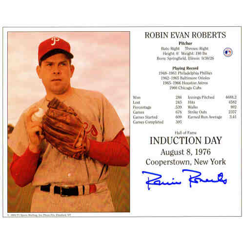 Robin Roberts Signed Philadelphia Phillies Hall of Fame Induction Day 8x10 Photo