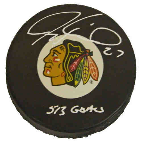 Jeremy Roenick Signed Chicago Blackhawks Logo Hockey Puck w/513 Goals