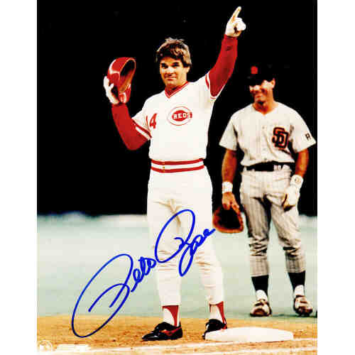 Pete Rose Signed Cincinnati Reds Record Breaking 4192 Hit 8x10 Photo