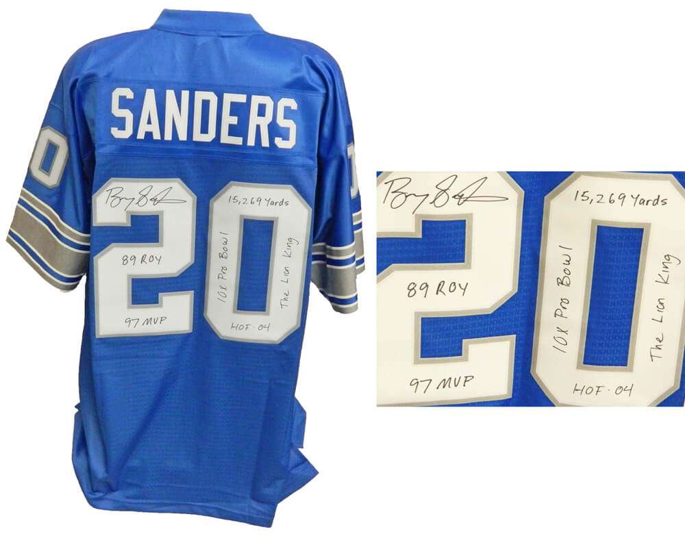 Barry Sanders Autographed Detroit Lions Jersey - Blue Pro Line