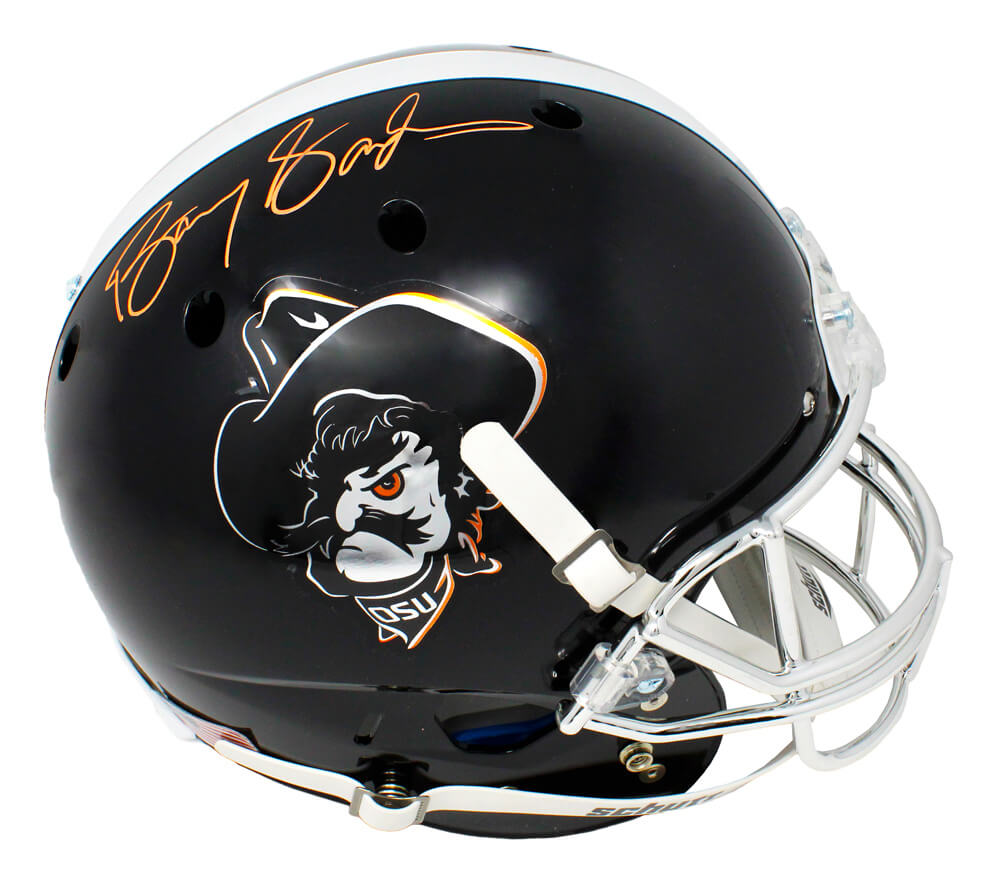 Barry Sanders Signed Oklahoma State Cowboys Black Icy Pistol Pete Schutt Full Size Replica Helmet